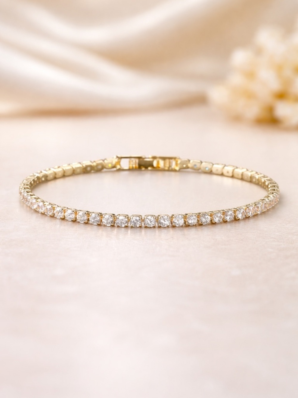 CZ Tennis Bracelet 2.5mm Silver Tone | Dainty Sparkle | 17cm